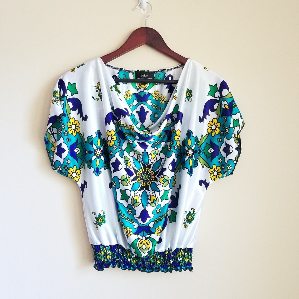 Byline cowl neck short sleeve blouse